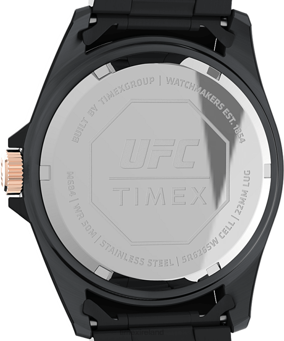 Watches | Black Men Timex UFC Debut 42mm Stainless Steel Bracelet Watch R6JT170