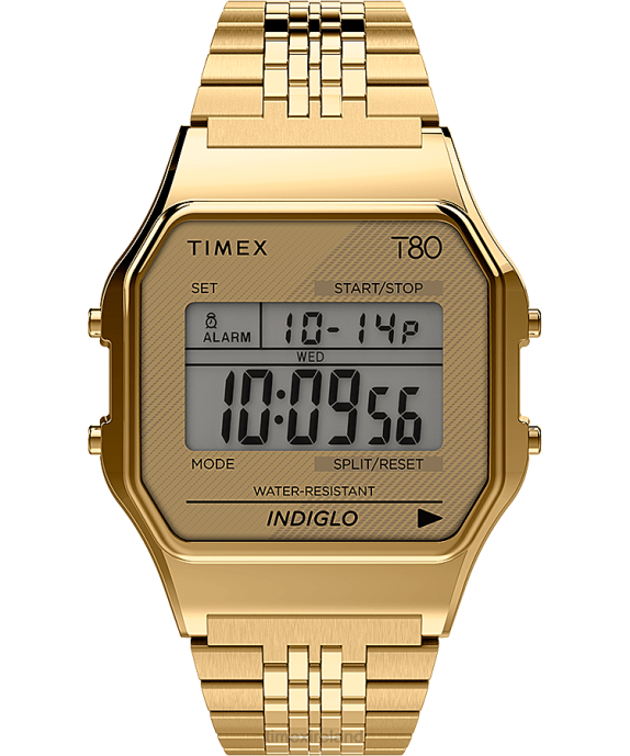 Watches | Gold-Tone Men Timex T80 34mm Stainless Steel Bracelet Watch R6JT172
