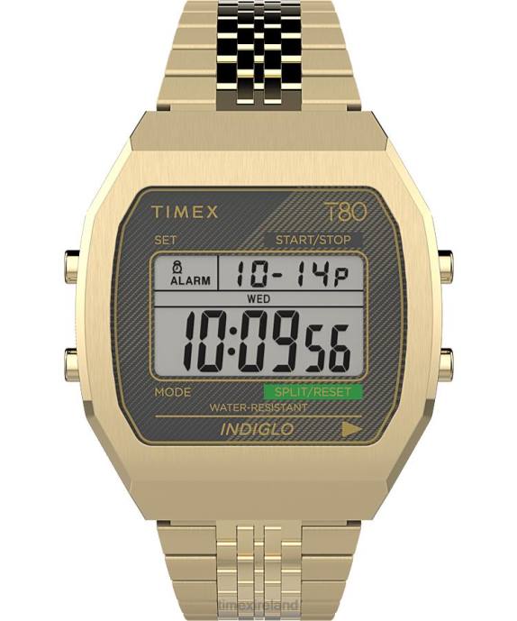 Watches | Gold-Tone Men Timex T80 Steel 36mm Stainless Steel Bracelet Watch R6JT153