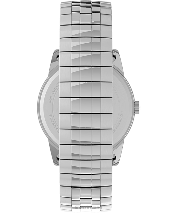 Watches | Silver-Tone/White Men Timex Easy Reader 38mm Stainless Steel Expansion Band Watch with Perfect Fit R6JT148