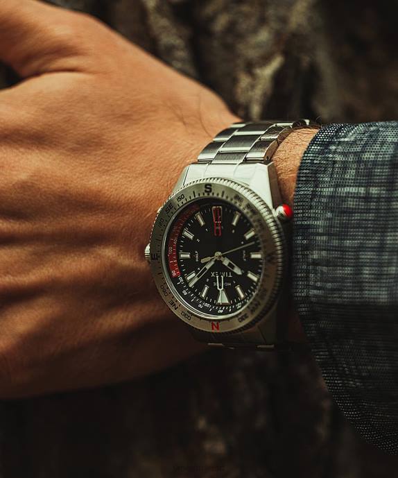 Watches | Stainless-Steel/Black Men Timex Expedition North Tide-Temp-Compass 43mm Stainless Steel Bracelet Watch R6JT141