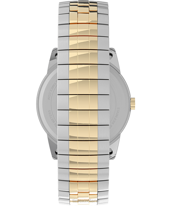 Watches | Two-Tone/White Men Timex Easy Reader 38mm Stainless Steel Expansion Band Watch with Perfect Fit R6JT159