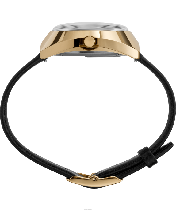 Watches | Gold-Tone/Black/Burgundy Men Q Timex 1972 Reissue 43x39mm Leather Strap Watch R6JT67