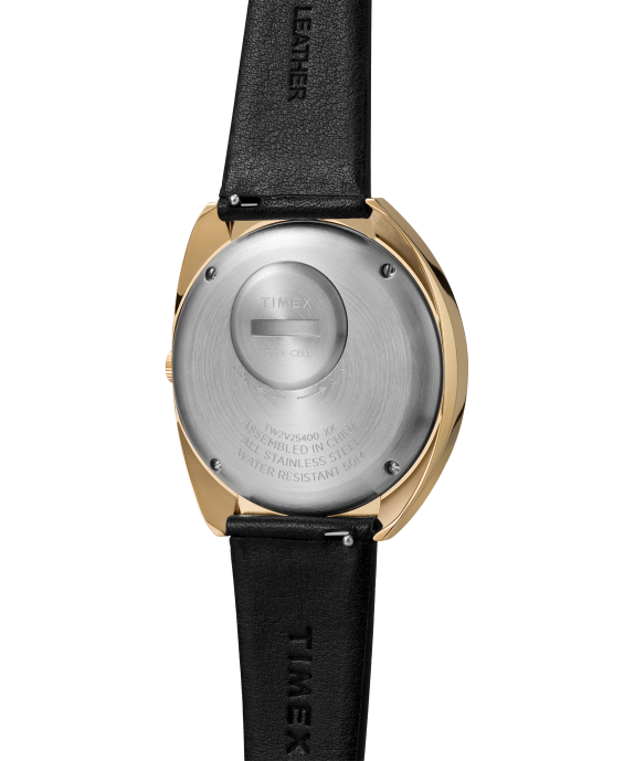 Watches | Gold-Tone/Black/Burgundy Men Q Timex 1972 Reissue 43x39mm Leather Strap Watch R6JT67