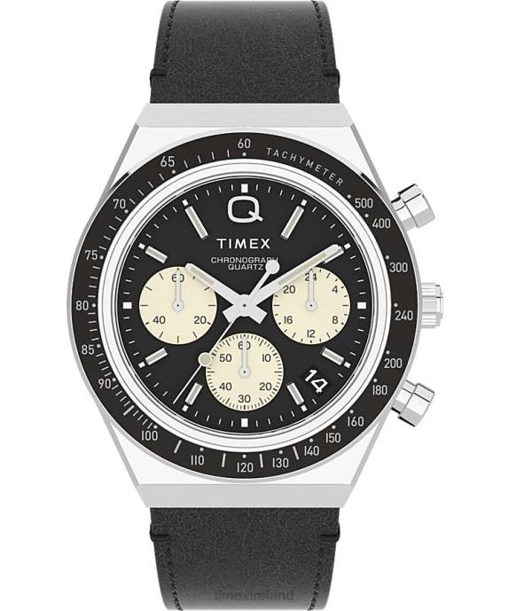 Watches | Stainless-Steel/Black Men Q Timex Chronograph 40mm Leather Strap Watch R6JT65