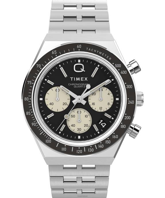 Watches | Stainless-Steel/Black Men Q Timex Chronograph 40mm Stainless Steel Bracelet Watch R6JT70
