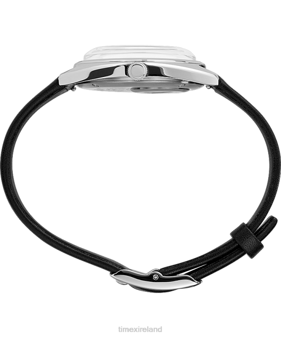 Watches | Stainless-Steel/Black/Silver-Tone Men Q Timex 1978 Reissue Day-Date 37mm Leather Strap Watch R6JT79