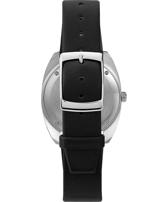 Watches | Stainless-Steel/Black/Silver-Tone Men Q Timex 1978 Reissue Day-Date 37mm Leather Strap Watch R6JT79