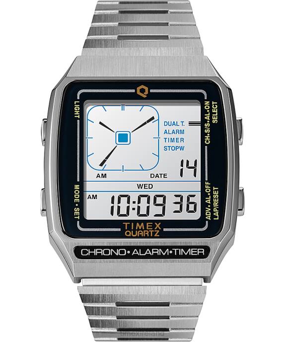 Watches | Stainless-Steel Men Q Timex Reissue Digital LCA 32.5mm Stainless Steel Bracelet Watch R6JT74