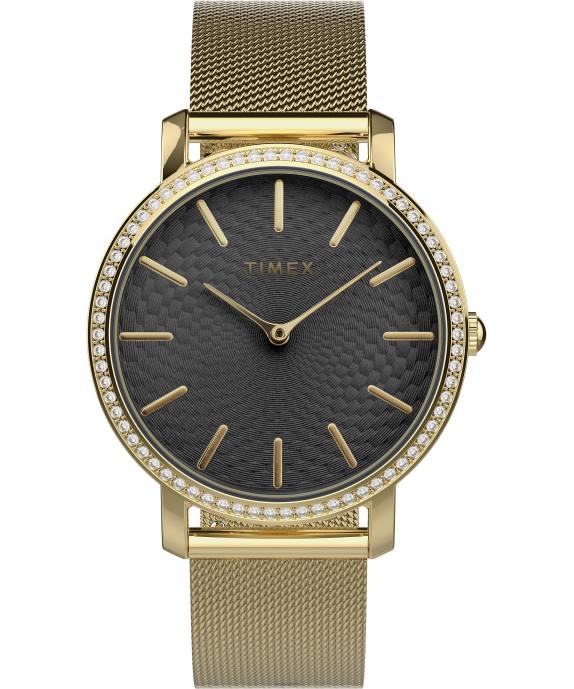 Watches | Gold-Tone/Black Women Timex Transcend 34mm Stainless Steel Bracelet Watch R6JT341