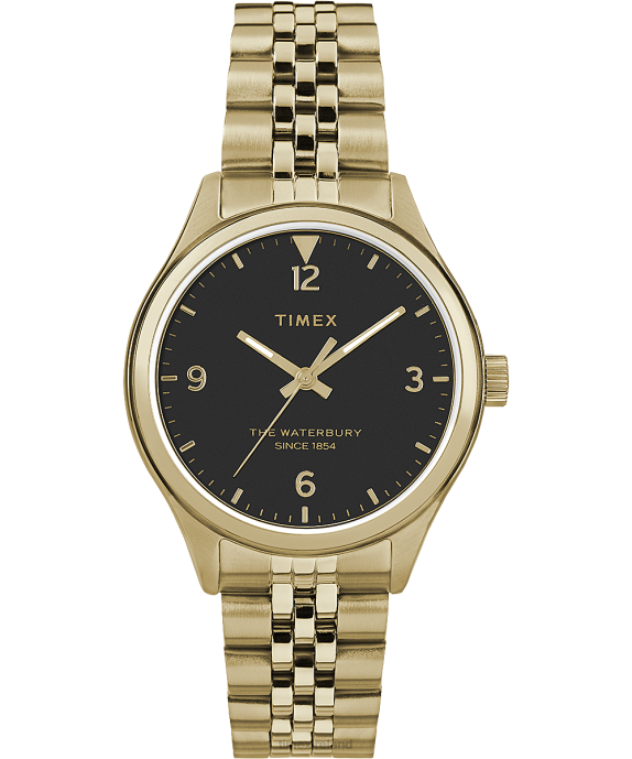 Watches | Gold-Tone/Black Women Timex Waterbury Traditional 34mm Stainless Steel Bracelet Watch R6JT359
