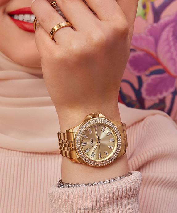 Watches | Gold-Tone/Silver-Tone Women Timex Kaia 38mm Stainless Steel Bracelet Watch R6JT363