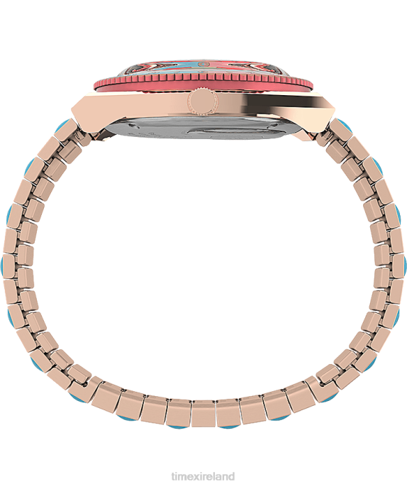 Watches | Rose-Gold-Tone/Two-Tone/Pink Women Q Timex Malibu 36mm Stainless Steel Expansion Band Watch R6JT367
