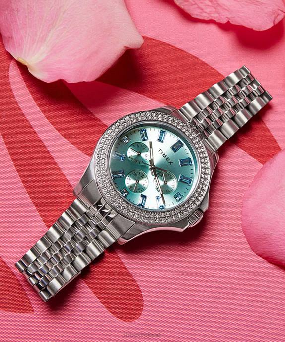 Watches | Silver-Tone/Blue Women Timex Kaia Multifunction 40mm Stainless Steel Bracelet Watch R6JT353