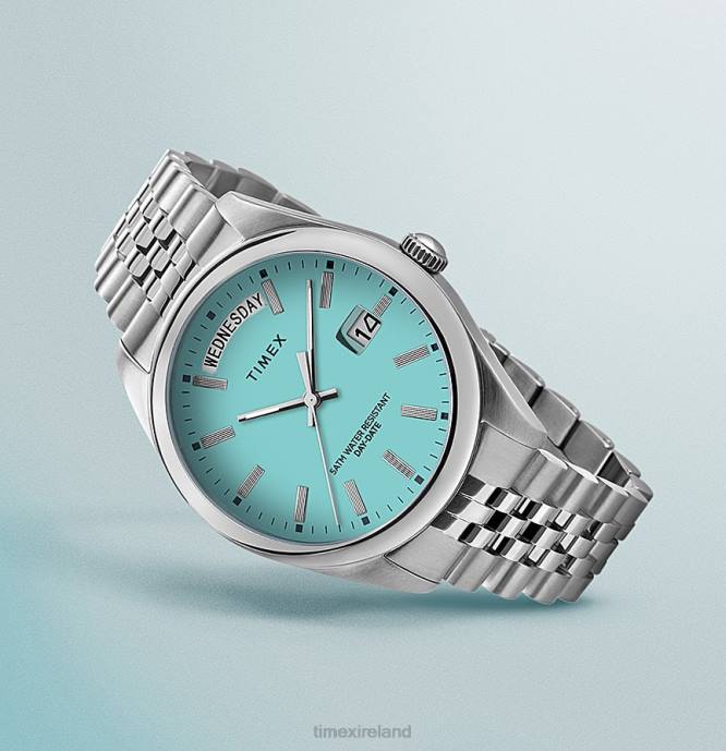 Watches | Silver-Tone/Blue Women Timex Legacy Day and Date 36mm Stainless Steel Bracelet Watch R6JT375