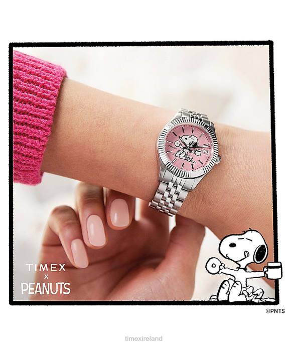 Watches | Silver-Tone/Pink Women Timex Legacy x Peanuts 34mm Stainless Steel Bracelet Watch R6JT382