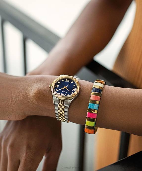 Watches | Two-Tone/Blue Women Timex Legacy 34mm Stainless Steel Bracelet Watch R6JT326