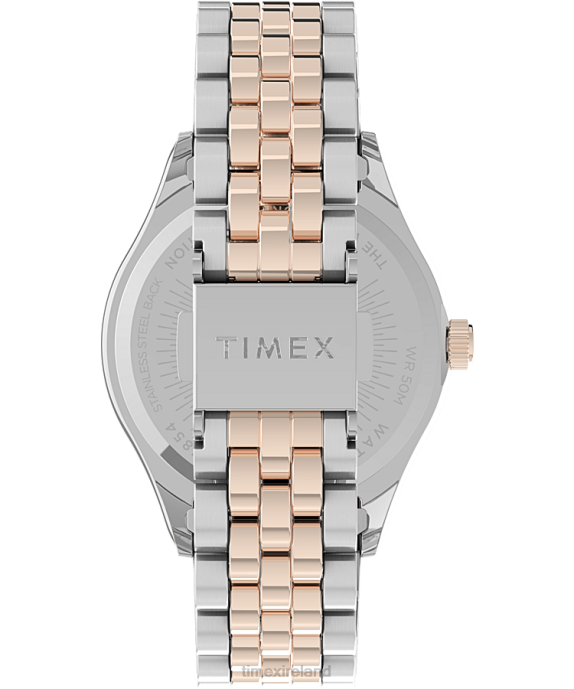 Watches | Two-Tone/Silver-Tone Women Timex Legacy 34mm Stainless Steel Bracelet Watch R6JT337