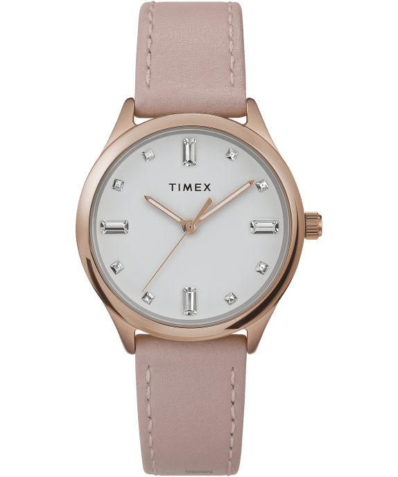 Watches | Rose-Gold-Tone/Pink/White Women Timex Modern Easy Reader 32mm Leather Strap Watch R6JT384