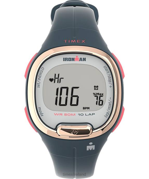 Watches | Blue/Rose-Gold-Tone Women Timex Ironman HeartFIT Transit+ 33mm Resin Strap Activity and Heart Rate Watch R6JT404