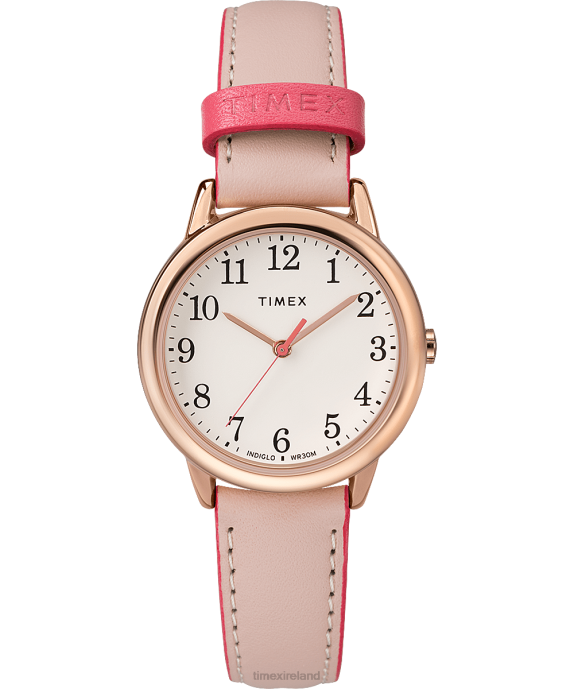 Watches | Rose-Gold-Tone/Pink/Cream Women Timex Easy Reader Color Pop 30mm Leather Strap Watch R6JT390