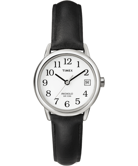 Watches | Silver-Tone/Black/White Women Timex Easy Reader 25mm Leather Strap Watch R6JT389