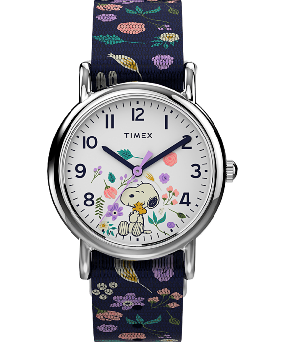 Watches | Silver-Tone/Blue/White Women Timex Weekender x Peanuts Floral 31mm Fabric Strap Watch R6JT399