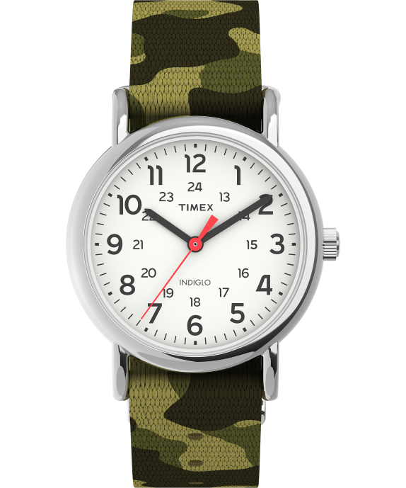 Watches | Silver-Tone/Green/White Women Timex Weekender 31mm Fabric Strap Watch R6JT391